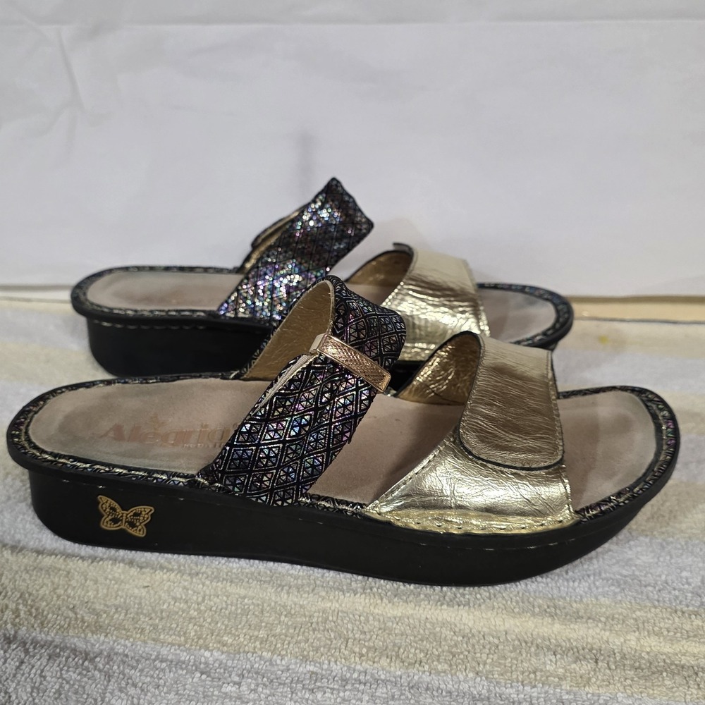 Alegria Women Sandal KAR 283 Glitz Gold Size 9 EUR 39 Shoes Sparkle Adjustable - Picture 9 of 15